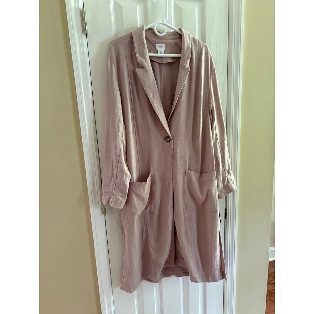 Sigrid Olsen Long Oversized Cardigan Blazer Jacket Linen Blend
